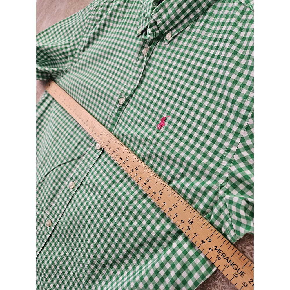 Ralph Lauren Emerald and White Short-sleeved Gingham Oxford Button-down Shirt - Picture 6 of 10